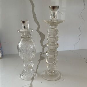 Elegant Clear Glass Candle Holders